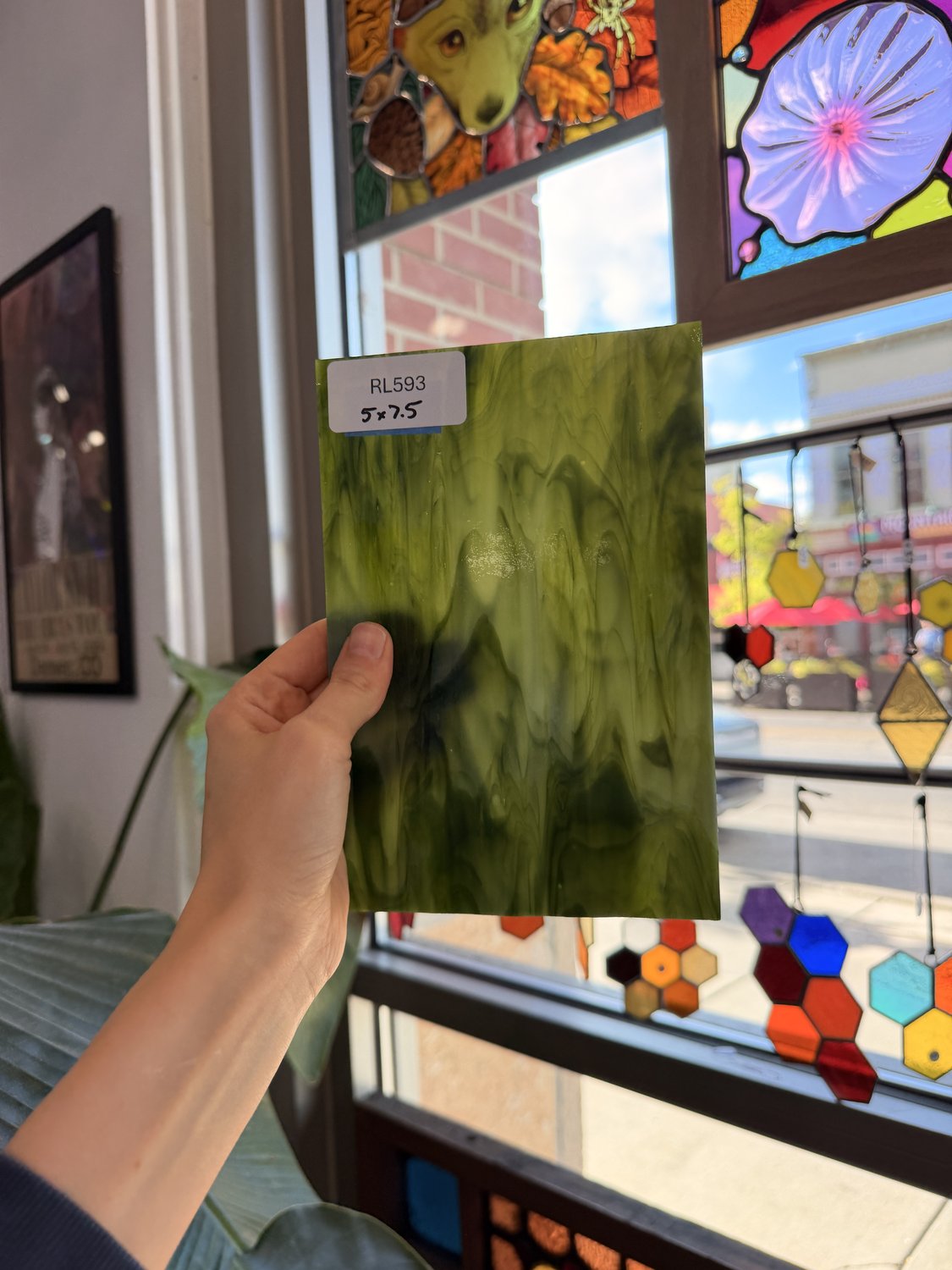Dark and Lime Green Opal Kokomo Sheet Glass – RL593