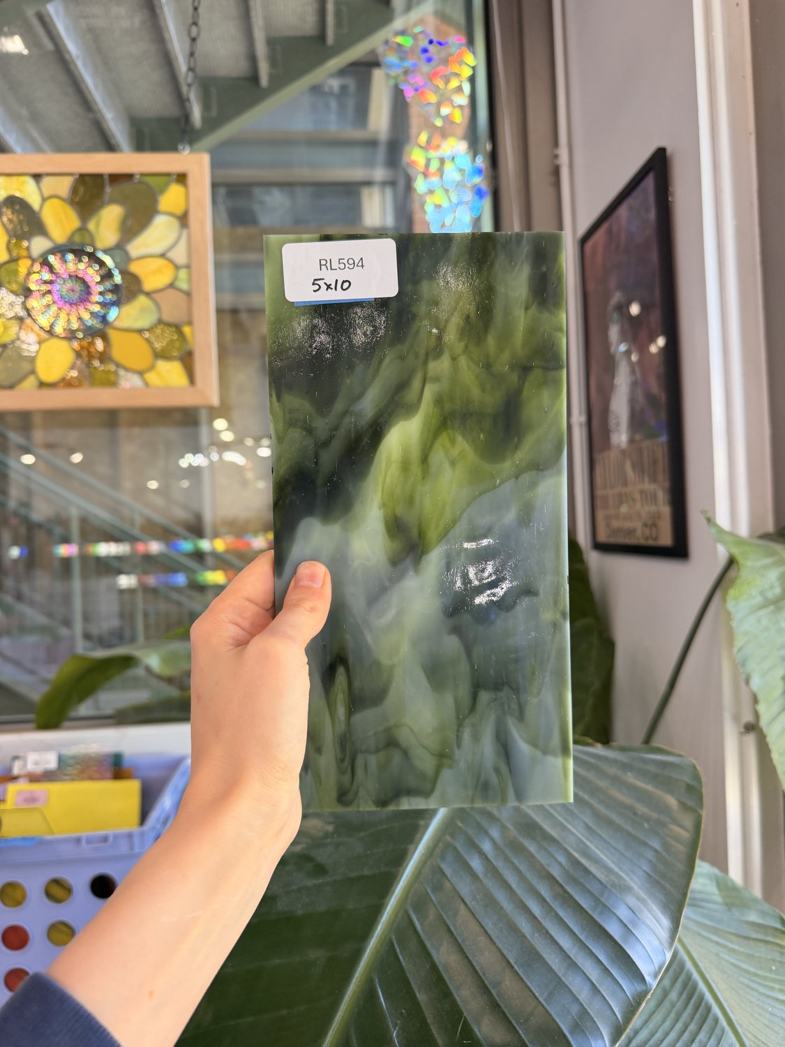 Dark and Lime Green Opal Kokomo Sheet Glass – RL594
