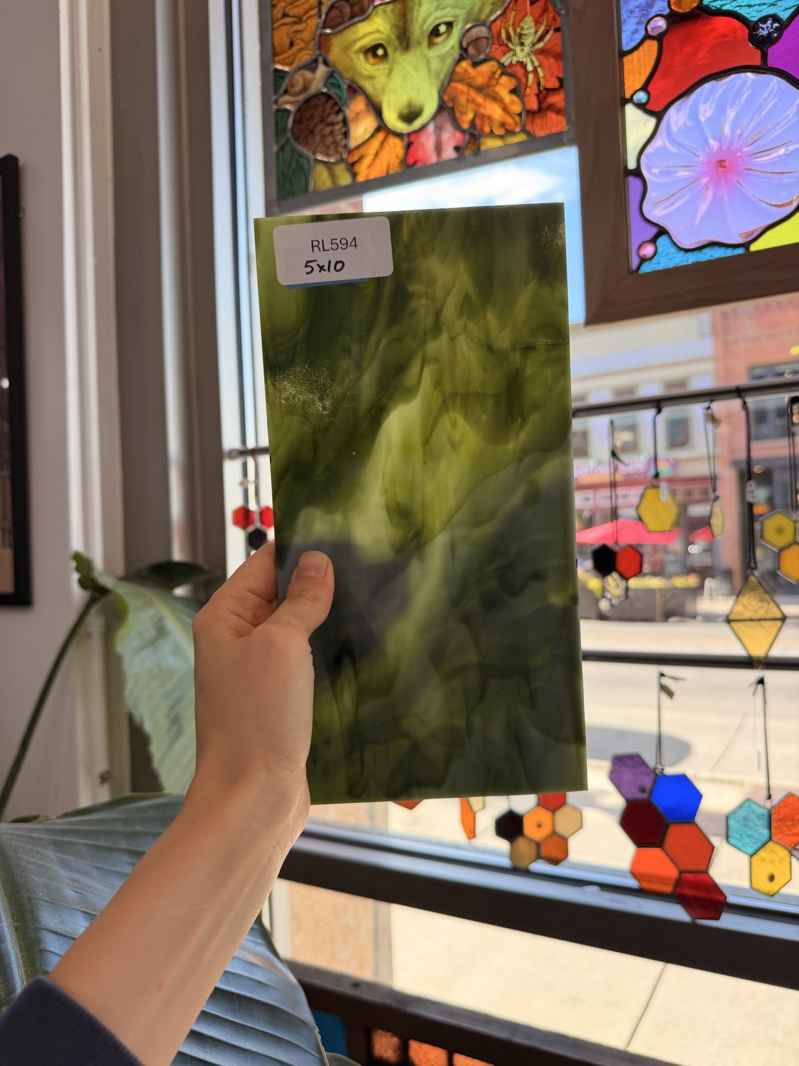Dark and Lime Green Opal Kokomo Sheet Glass – RL594