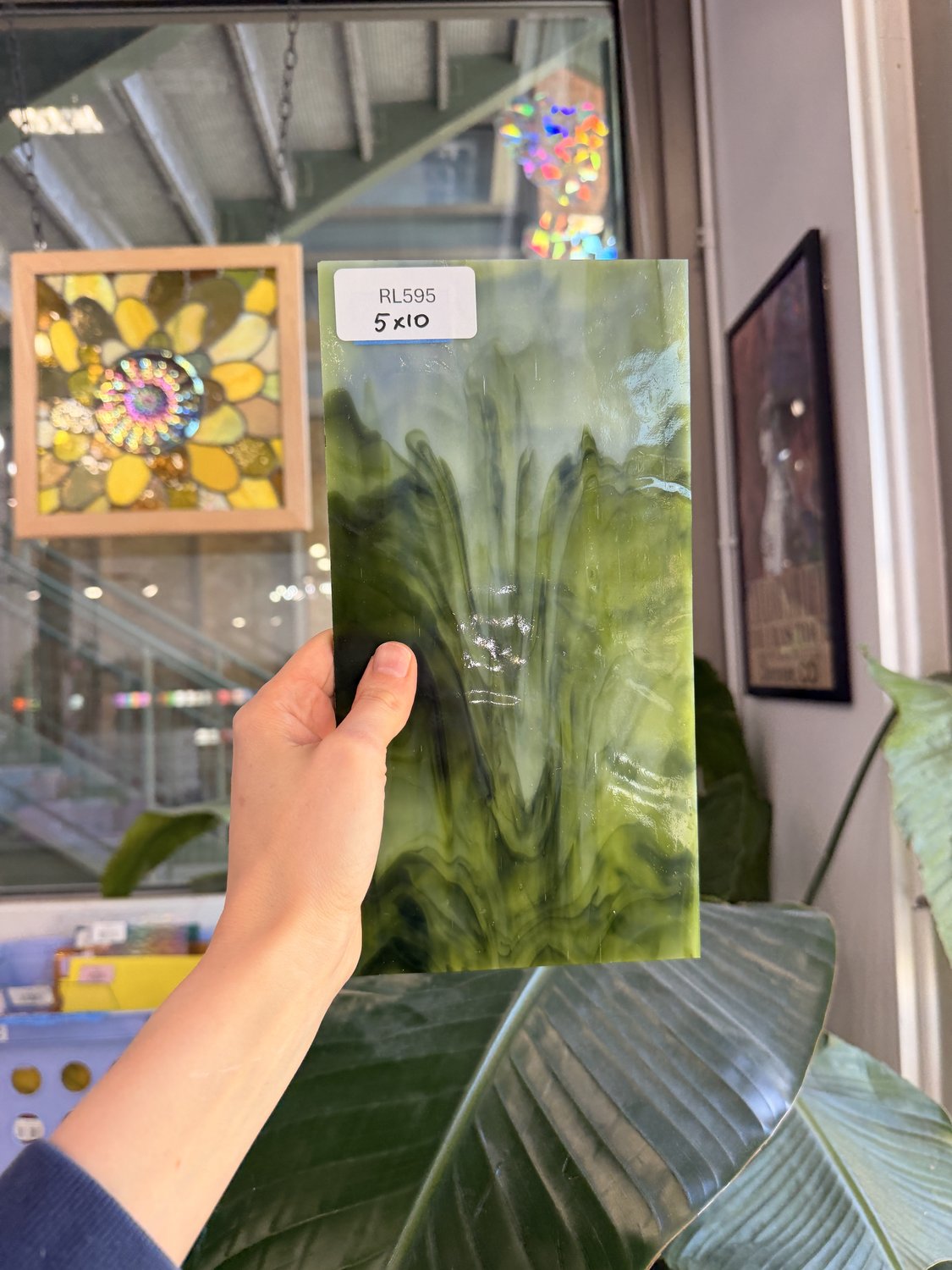 Dark and Lime Green Opal Kokomo Sheet Glass – RL595