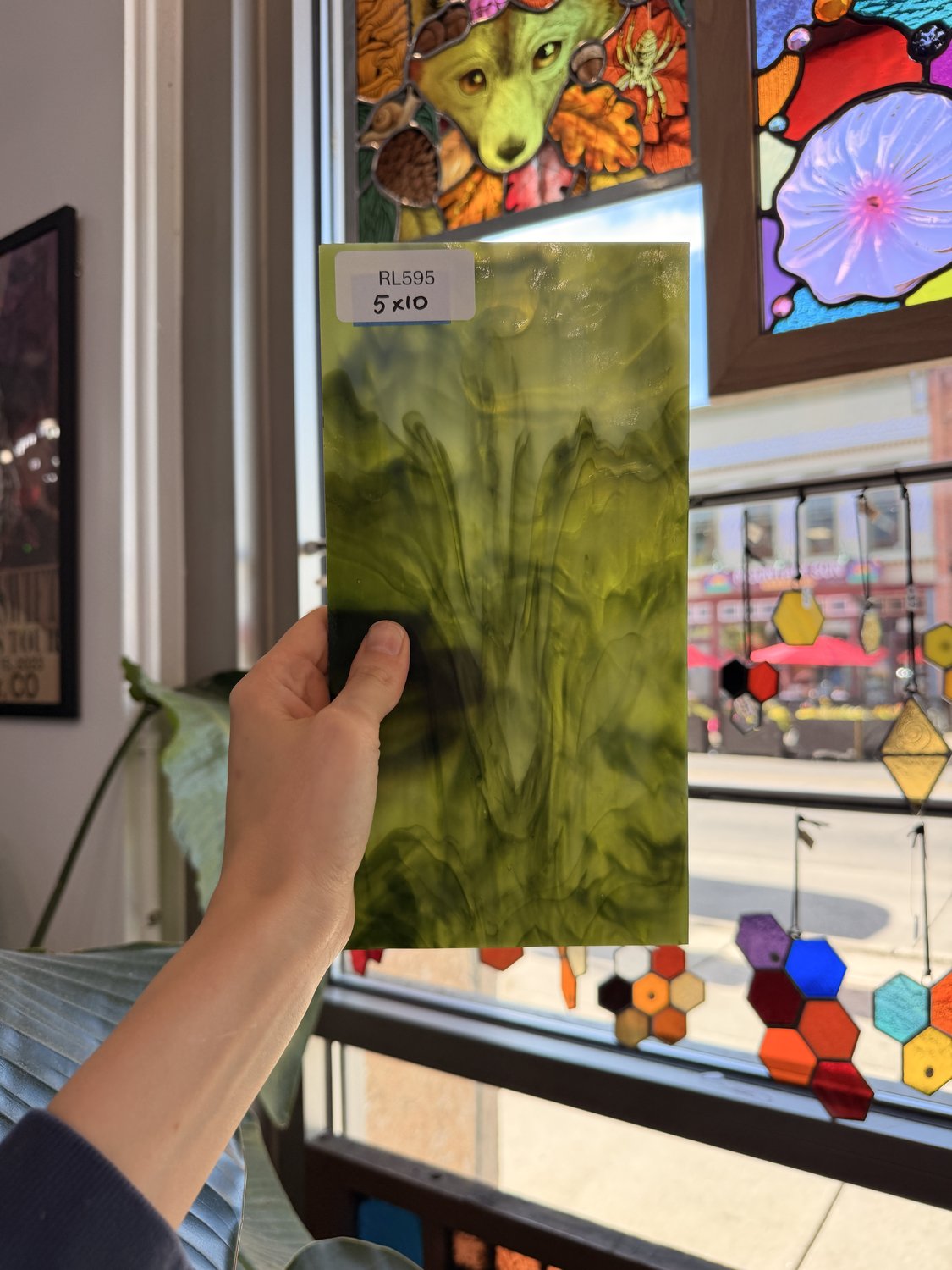 Dark and Lime Green Opal Kokomo Sheet Glass – RL595