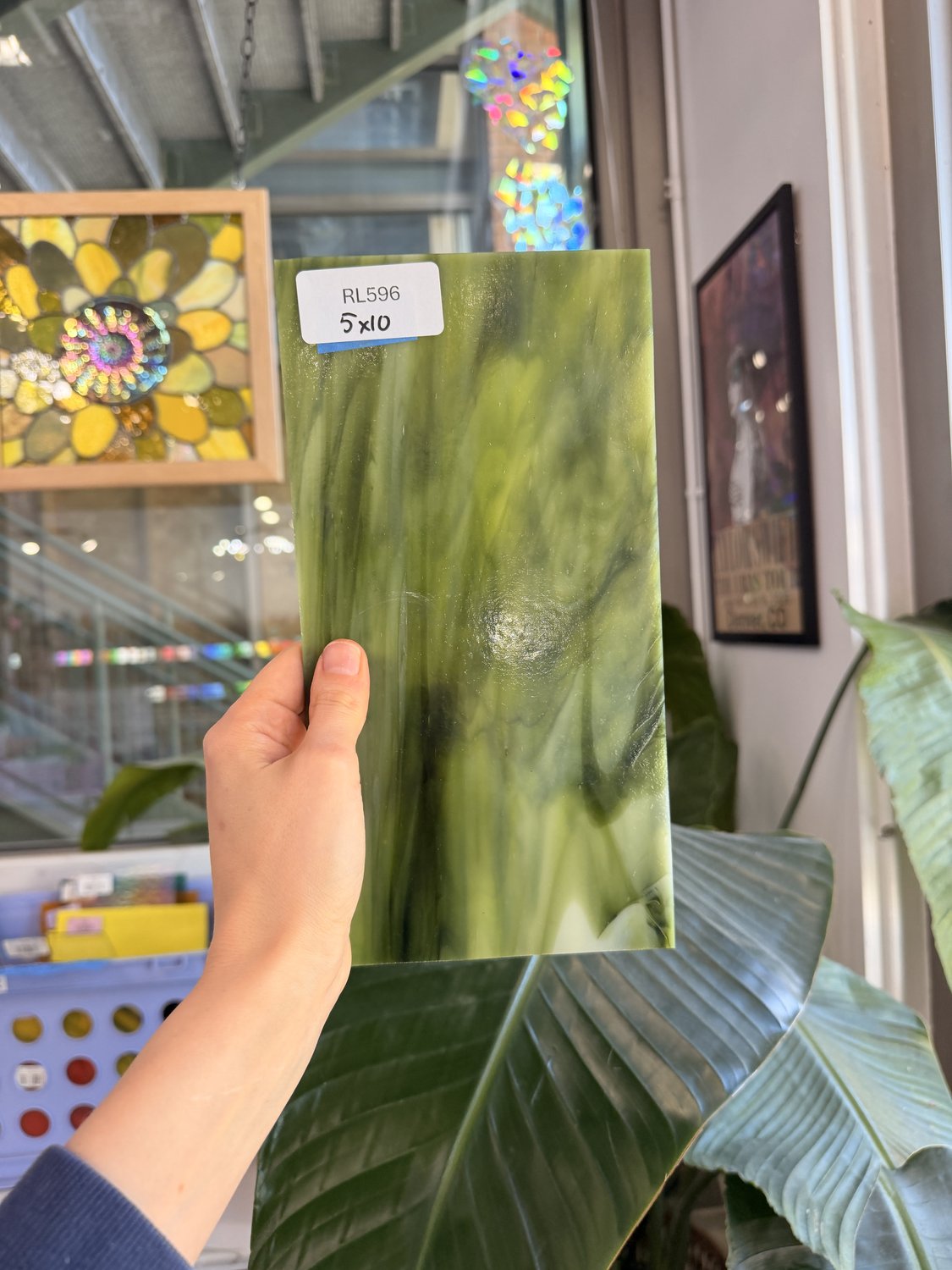 Dark and Lime Green Opal Kokomo Sheet Glass – RL596