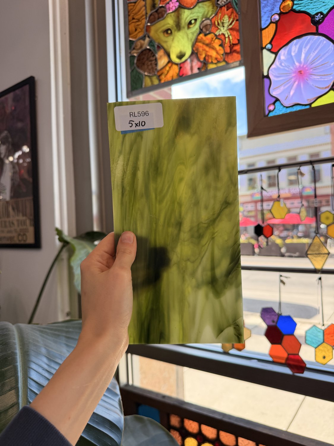 Dark and Lime Green Opal Kokomo Sheet Glass – RL596