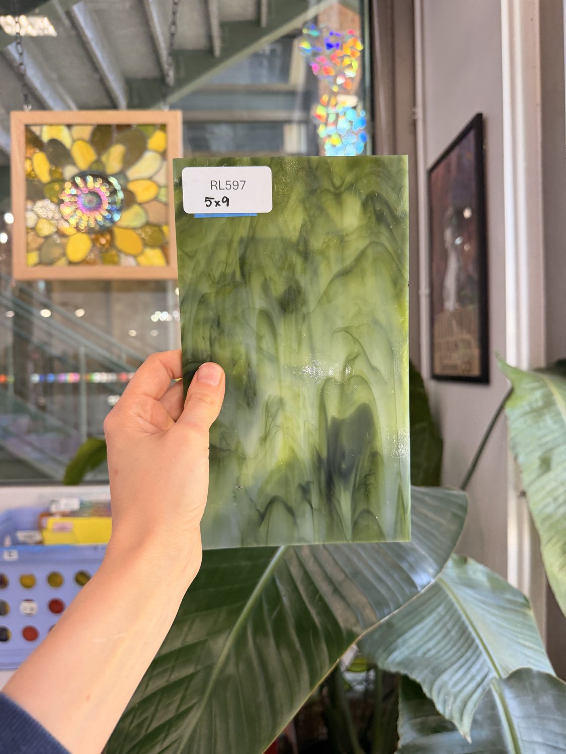 Dark and Lime Green Opal Kokomo Sheet Glass – RL597
