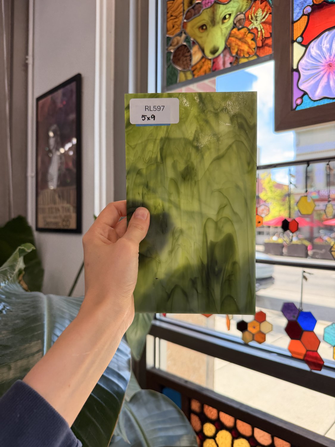 Dark and Lime Green Opal Kokomo Sheet Glass – RL597