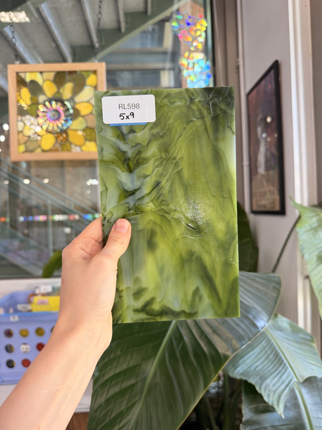 Dark and Lime Green Opal Kokomo Sheet Glass – RL598