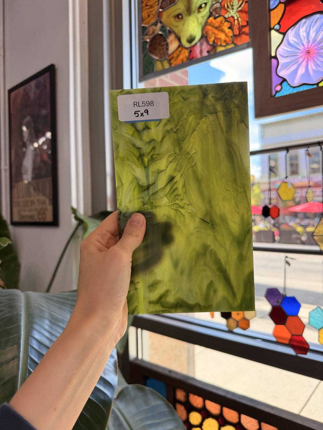 Dark and Lime Green Opal Kokomo Sheet Glass – RL598