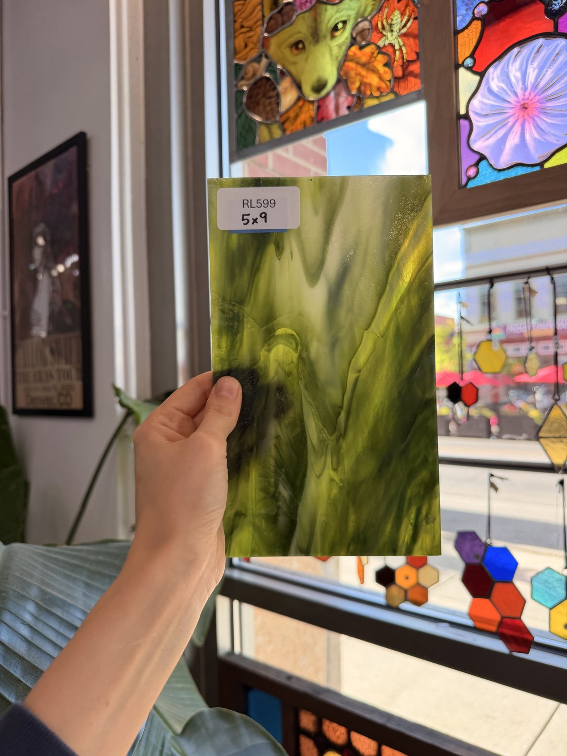 Dark and Lime Green Opal Kokomo Sheet Glass – RL599