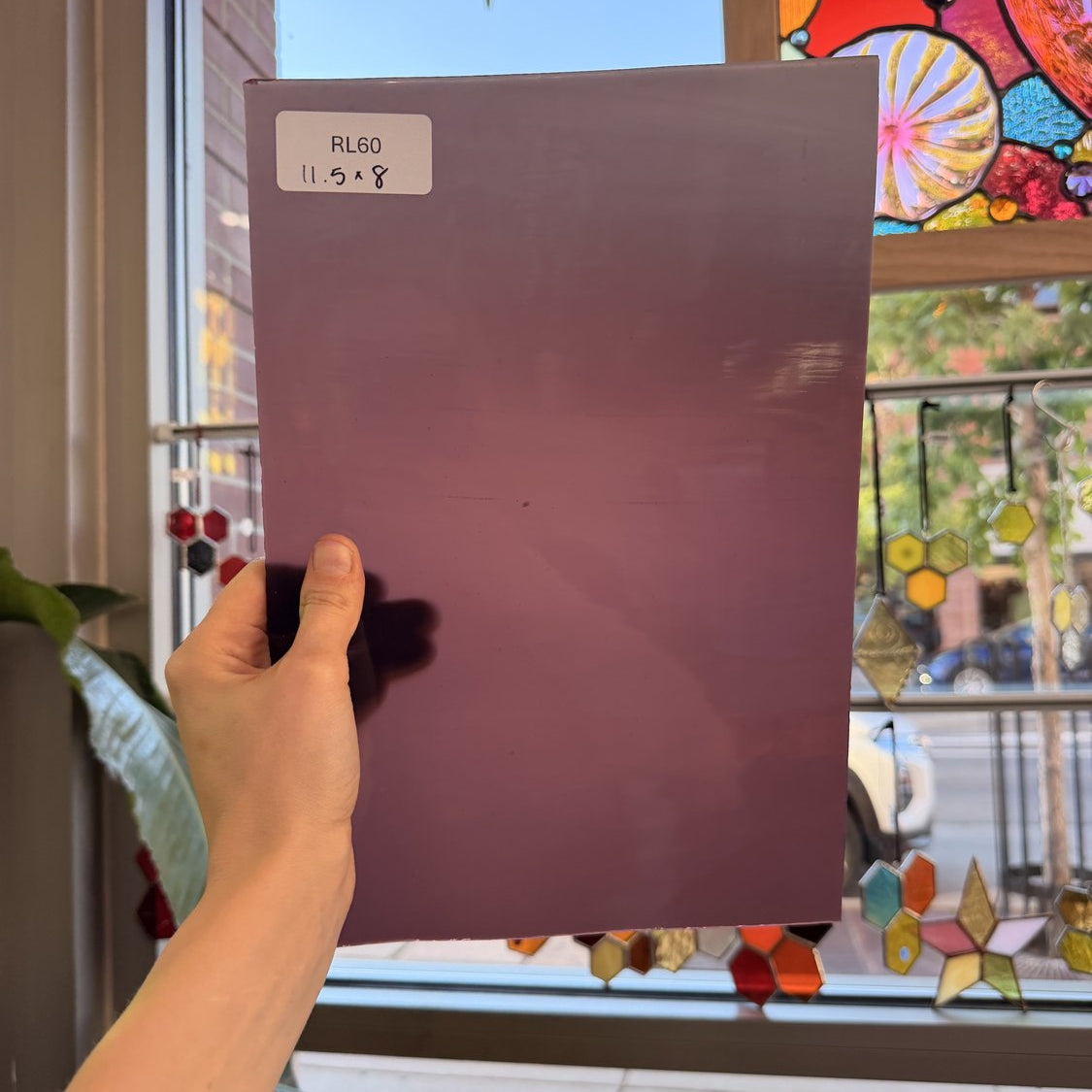 Vintage Opal Plum Pink Red Mouthblown Sheet Glass