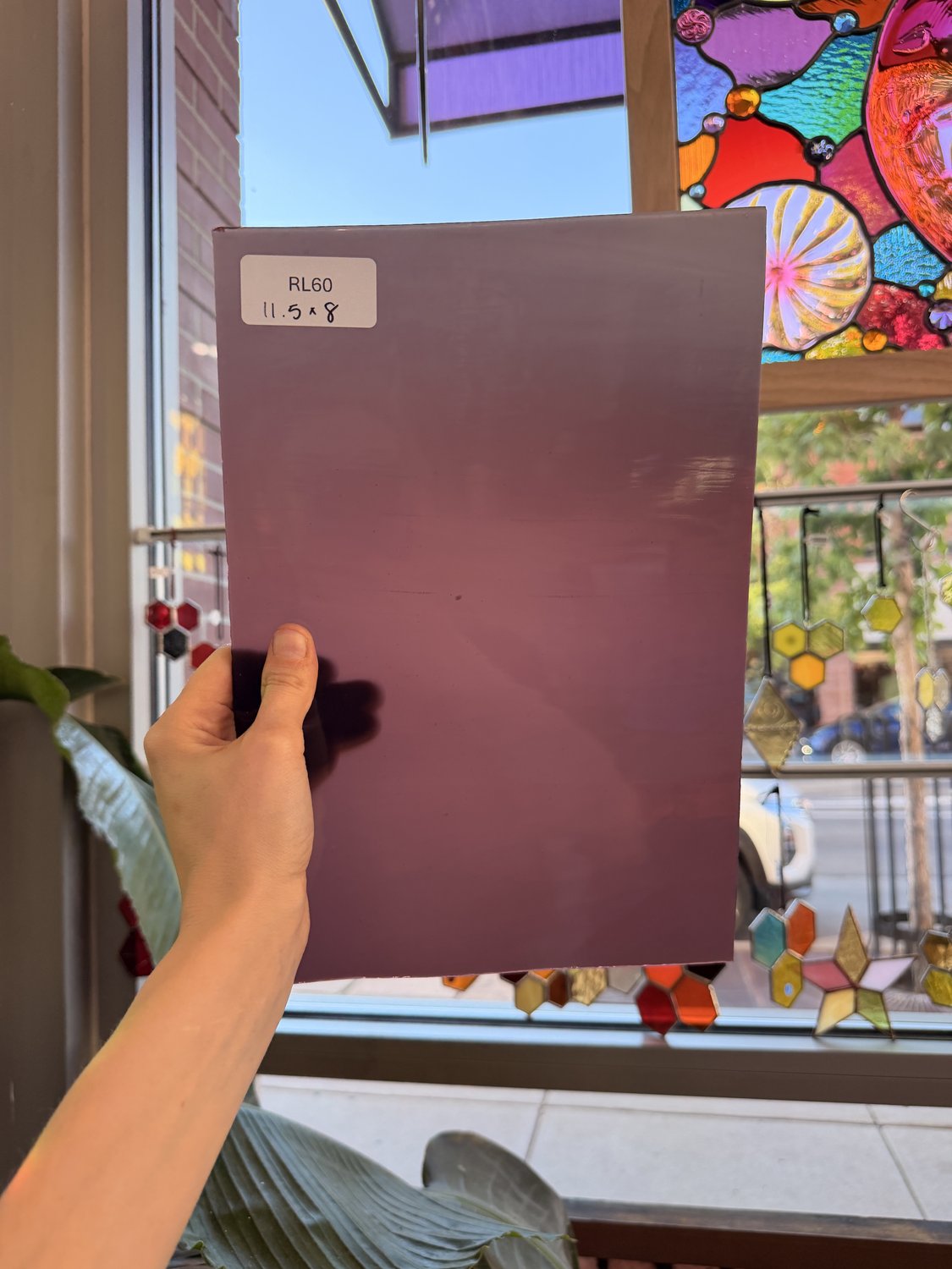 Vintage Opal Plum Pink Red Mouthblown Sheet Glass