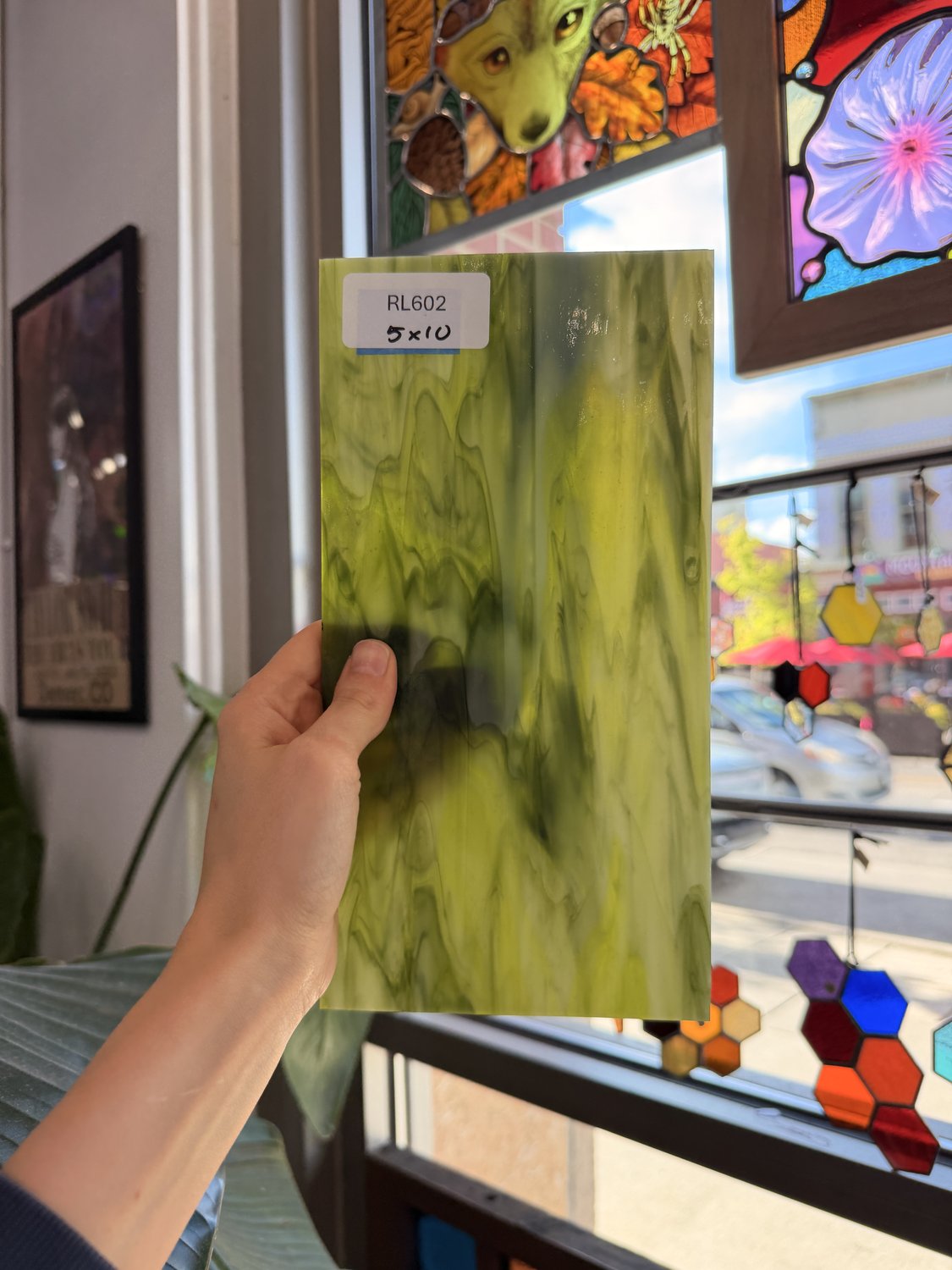 Dark and Lime Green Opal Kokomo Sheet Glass – RL602
