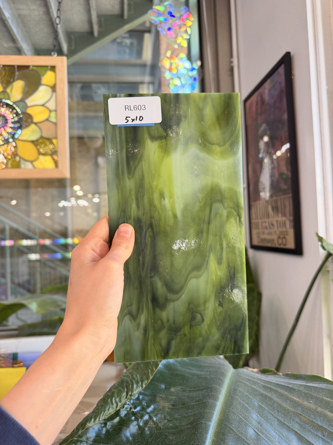 Dark and Lime Green Opal Kokomo Sheet Glass – RL603