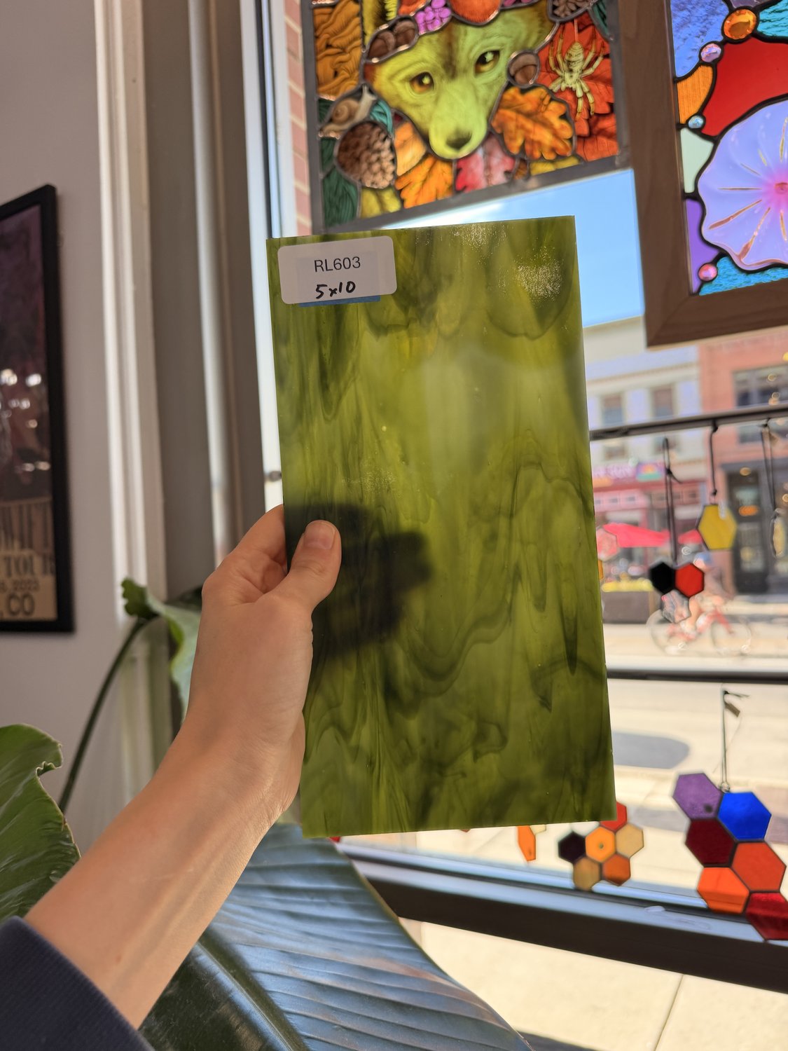 Dark and Lime Green Opal Kokomo Sheet Glass – RL603