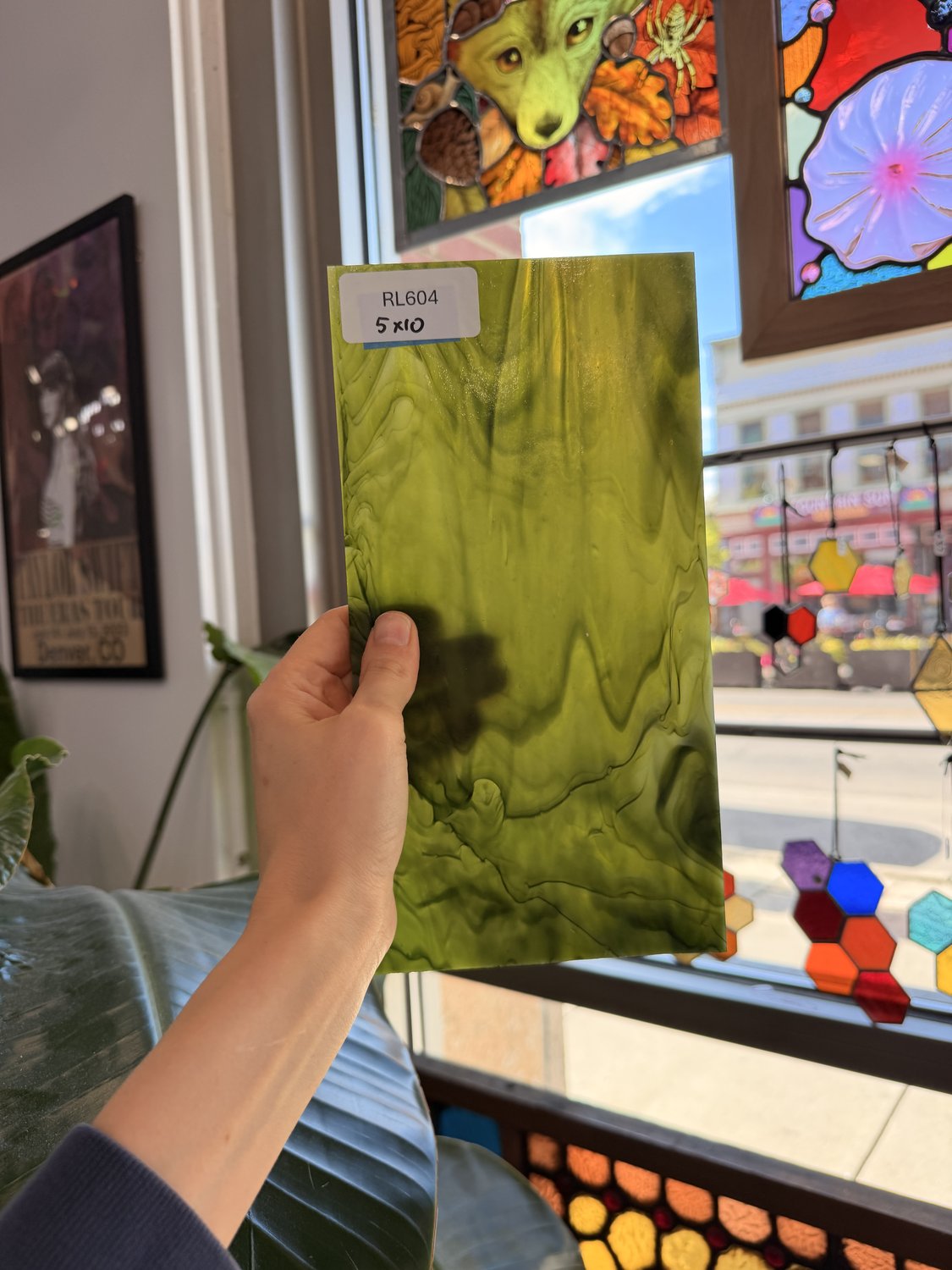 Dark and Lime Green Opal Kokomo Sheet Glass – RL604