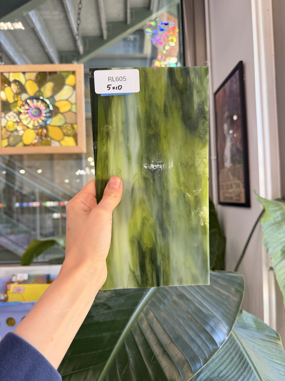 Dark and Lime Green Opal Kokomo Sheet Glass – RL605