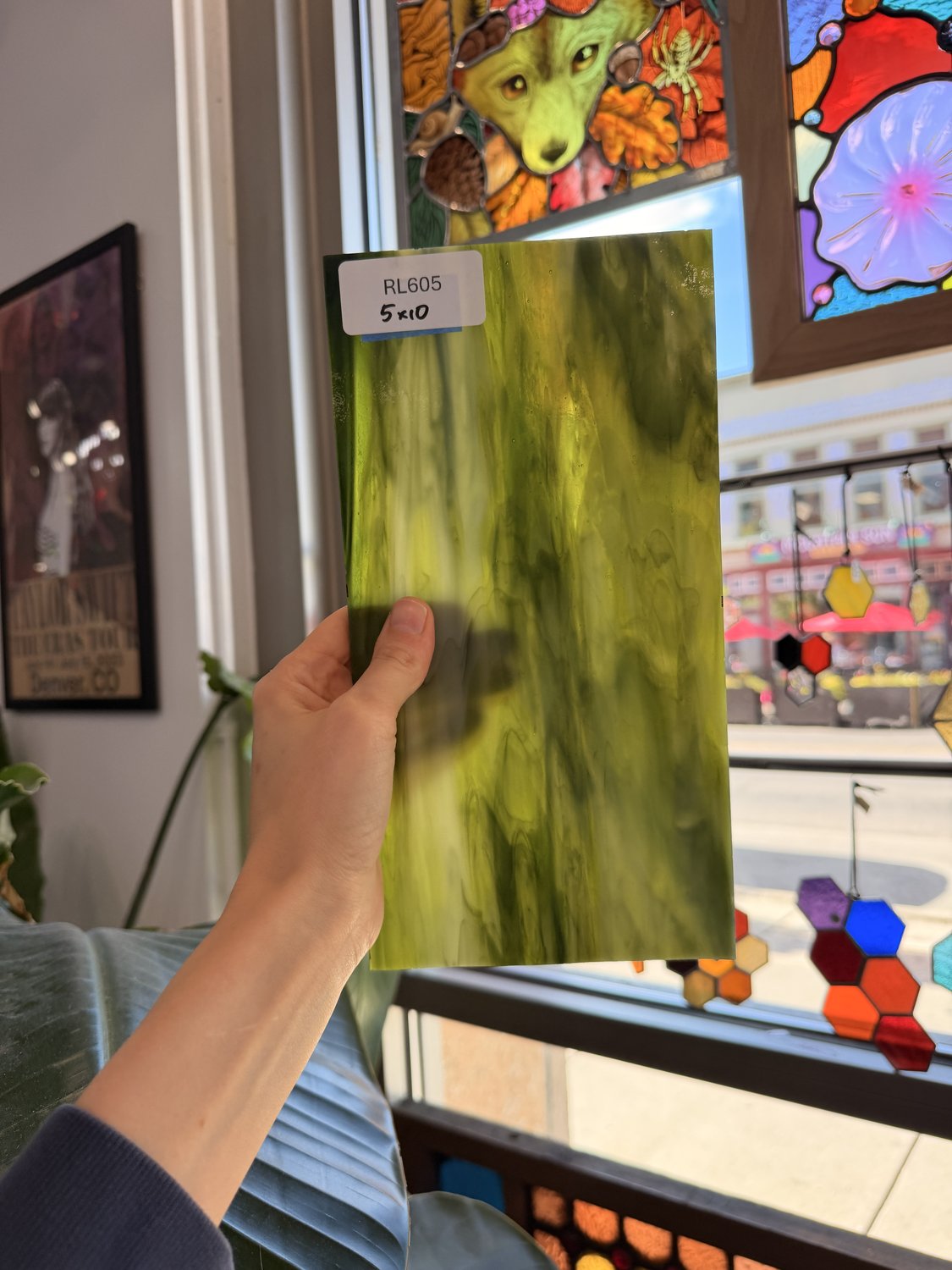 Dark and Lime Green Opal Kokomo Sheet Glass – RL605