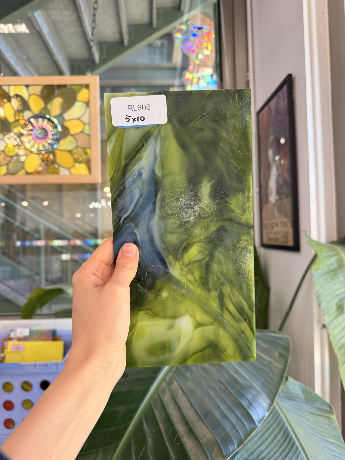 Dark and Lime Green Opal Kokomo Sheet Glass – RL606