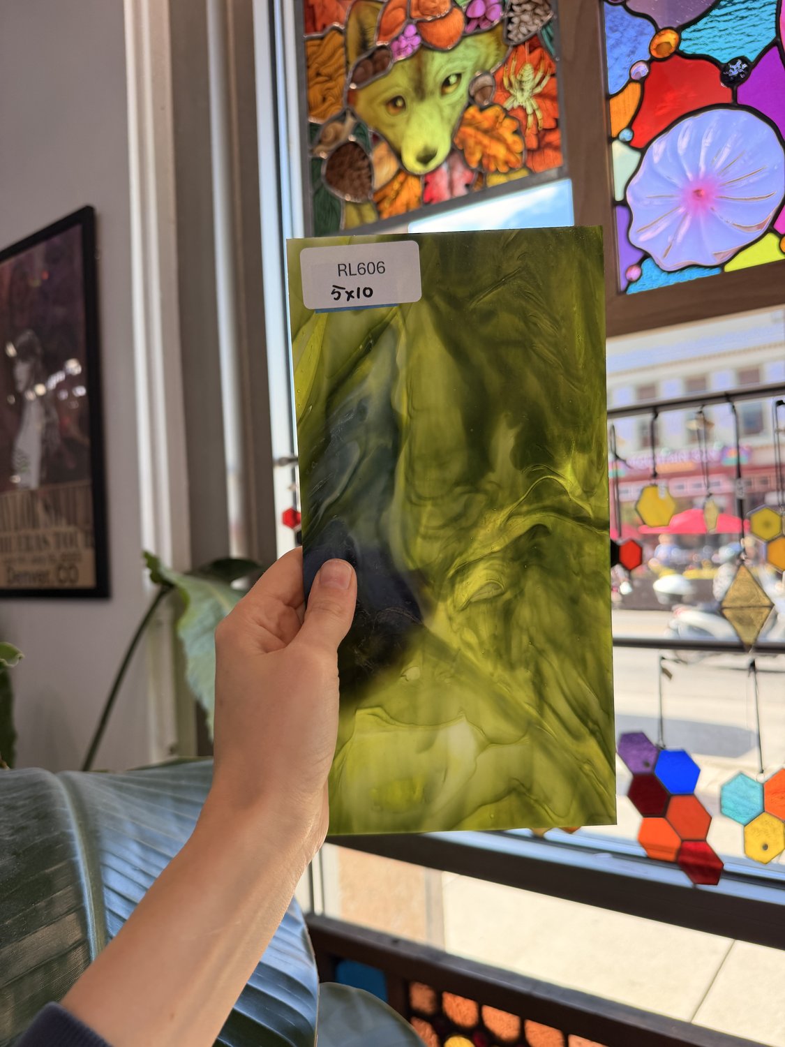 Dark and Lime Green Opal Kokomo Sheet Glass – RL606