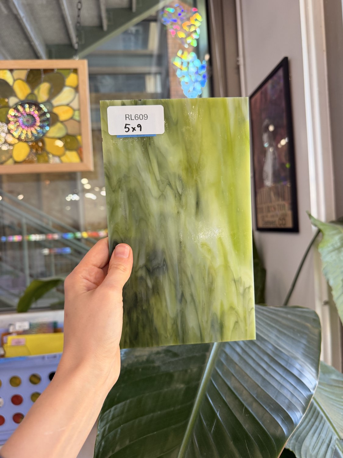 Dark and Lime Green Opal Kokomo Sheet Glass – RL609