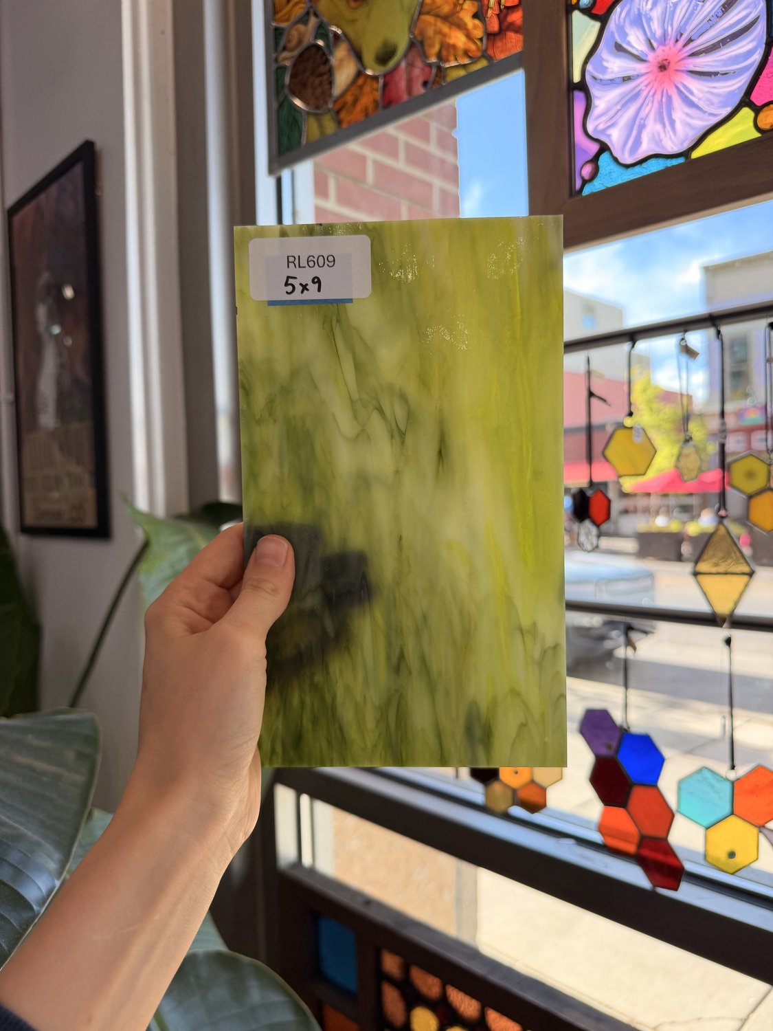 Dark and Lime Green Opal Kokomo Sheet Glass – RL609