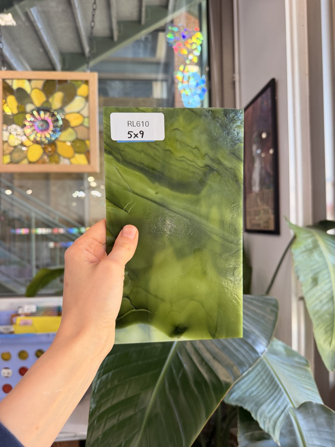 Dark and Lime Green Opal Kokomo Sheet Glass – RL610