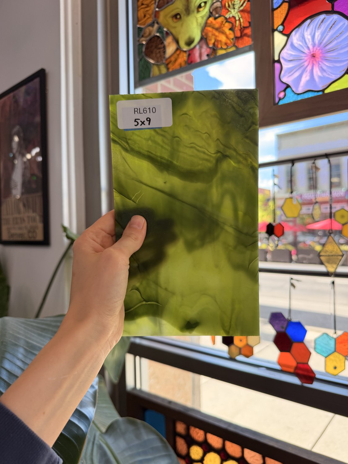 Dark and Lime Green Opal Kokomo Sheet Glass – RL610