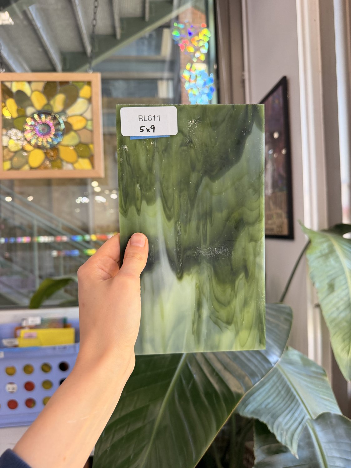 Dark and Lime Green Opal Kokomo Sheet Glass – RL611