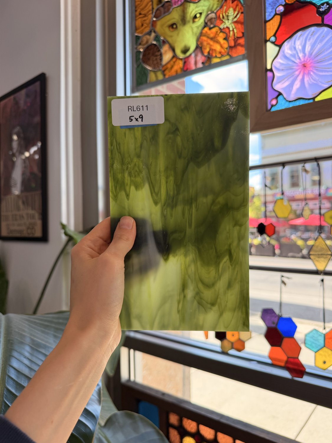 Dark and Lime Green Opal Kokomo Sheet Glass – RL611