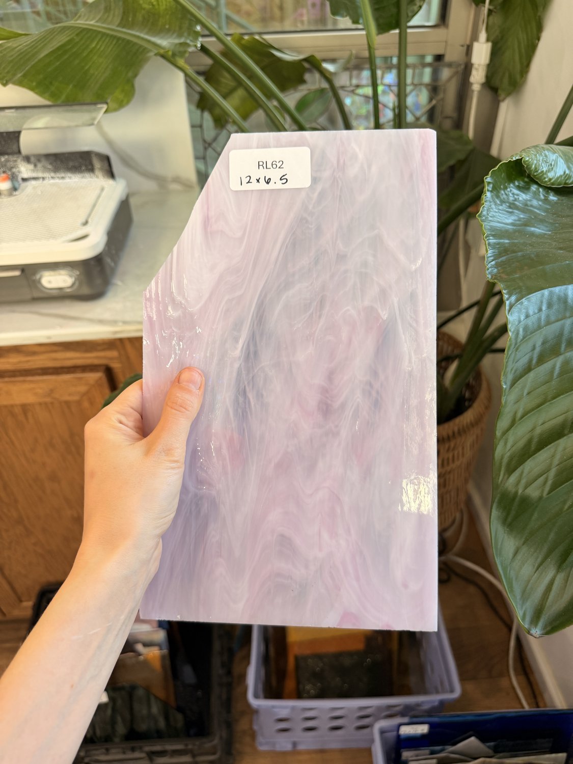 Light Pink Wispy Spectrum Sheet Glass
