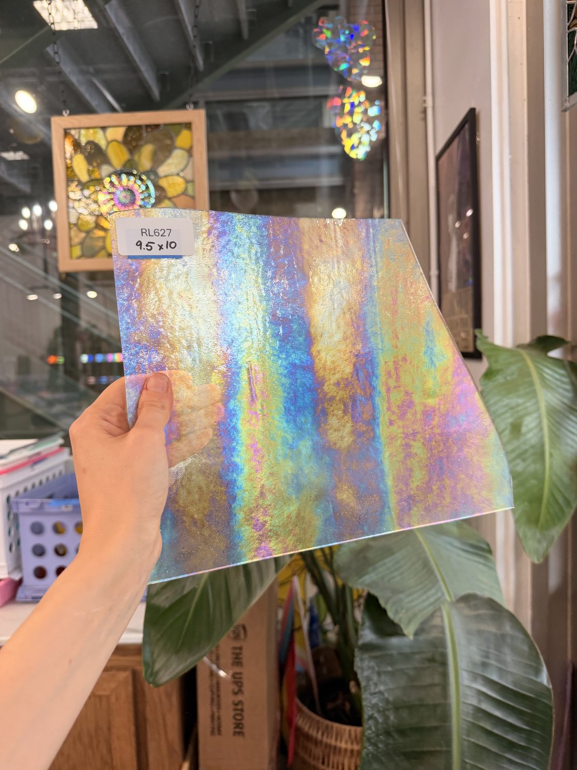 Clear Transparent Rainbow Iridescent Wissmach Sheet Glass