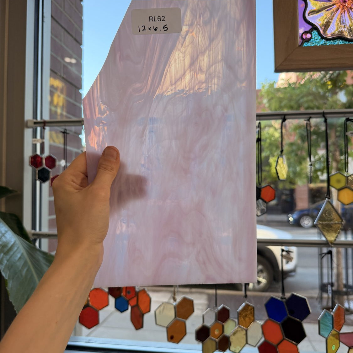 Light Pink Wispy Spectrum Sheet Glass