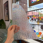 Transparent Iridescent Florentine Floral Rainbow Sheet Glass – RL632