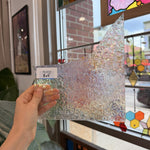 Transparent Iridescent Florentine Floral Rainbow Sheet Glass – RL633