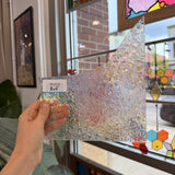 Transparent Iridescent Florentine Floral Rainbow Sheet Glass – RL633