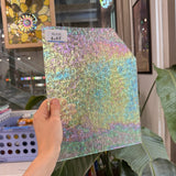 Transparent Iridescent Florentine Floral Rainbow Sheet Glass – RL635
