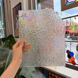 Transparent Iridescent Florentine Floral Rainbow Sheet Glass – RL635