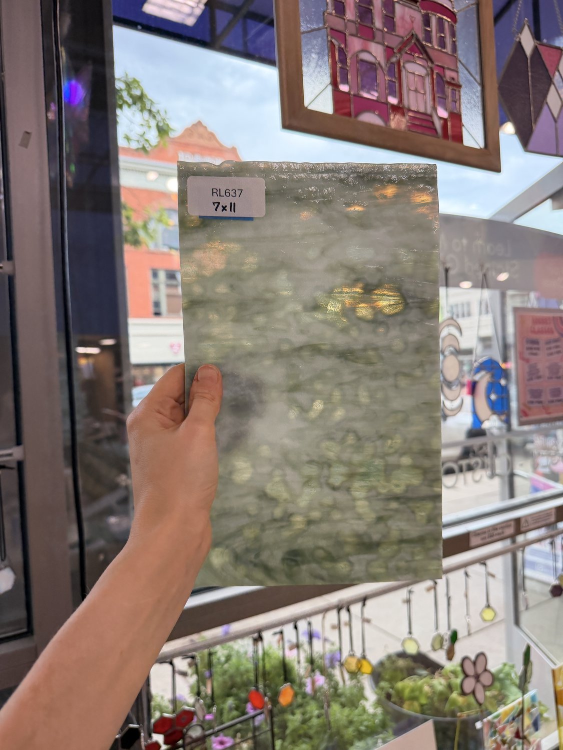 Sage Green White Mottled Sheet Glass