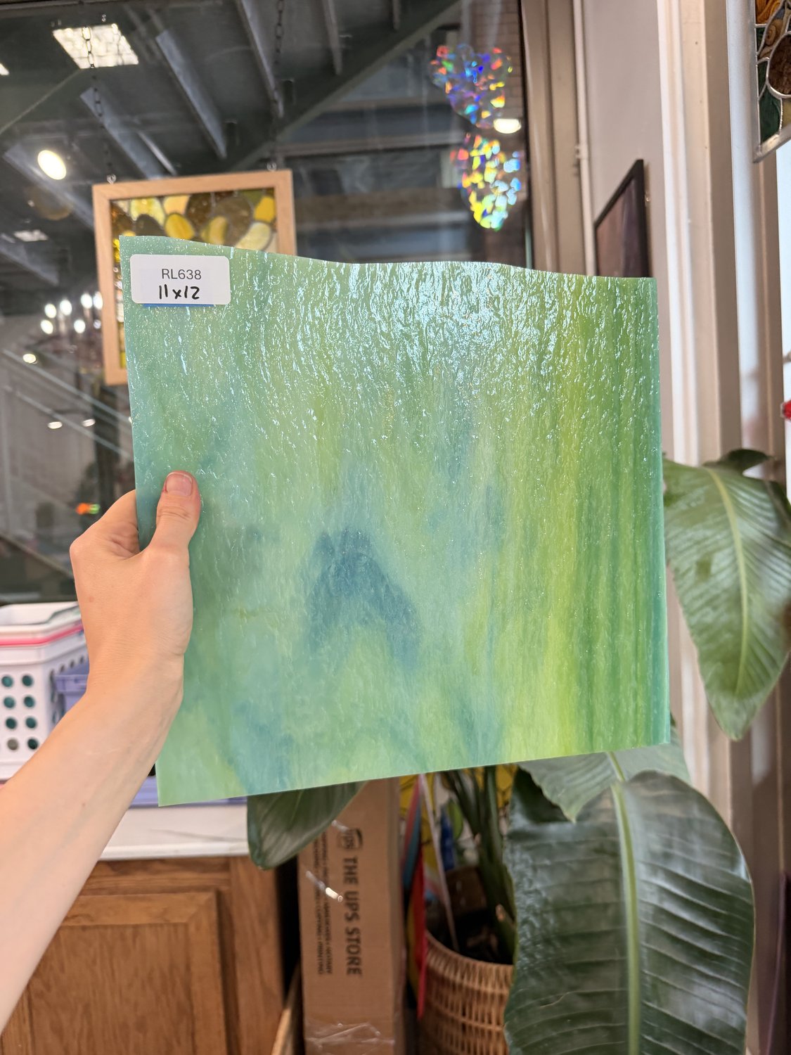 Aqua Lime Opal Fusible 96 COE Oceanside Sheet Glass