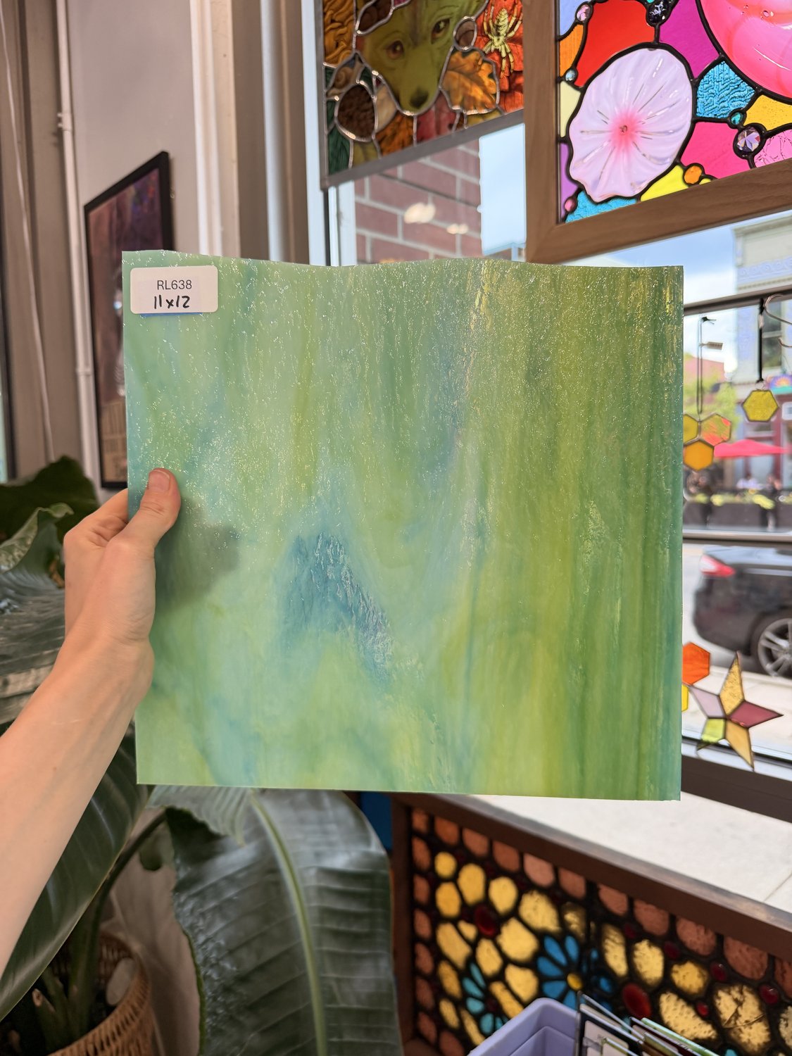 Aqua Lime Opal Fusible 96 COE Oceanside Sheet Glass
