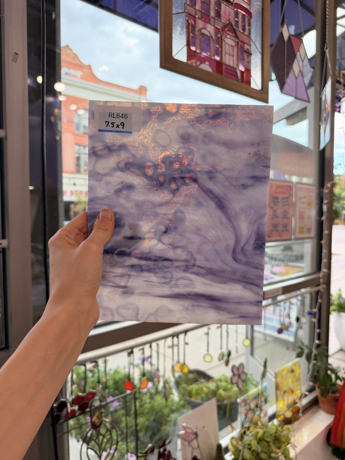 Purple White Mottled Mixed Vintage Uroboros Sheet Glass – RL646