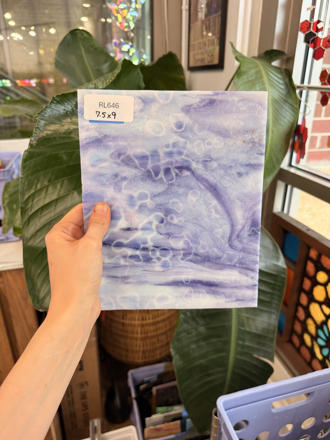 Purple White Mottled Mixed Vintage Uroboros Sheet Glass – RL646