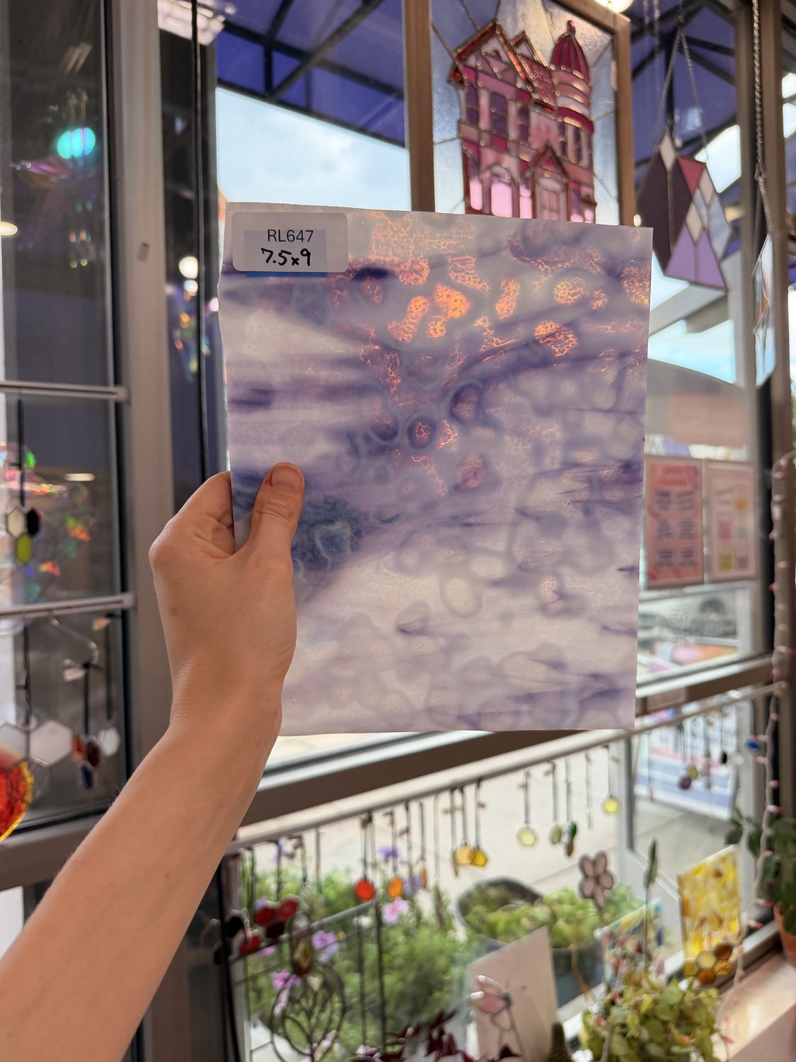 Purple White Mottled Mixed Vintage Uroboros Sheet Glass – RL647