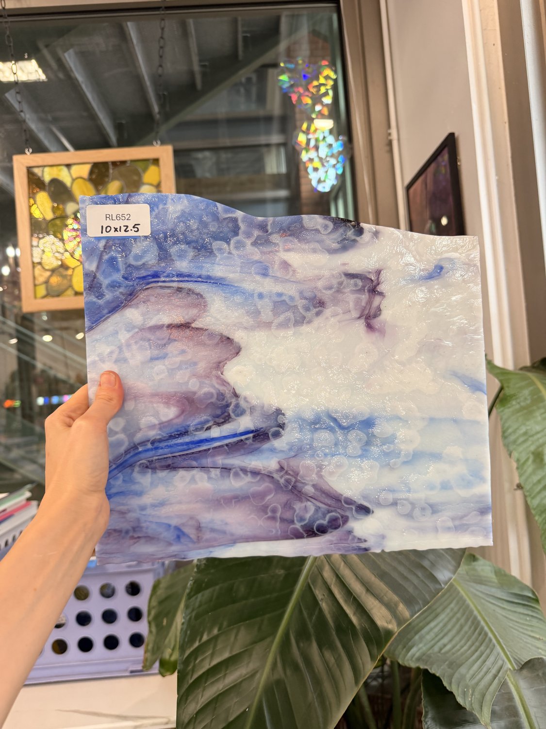 Blue Purple White Mixed Mottled Uroboros Sheet Glass