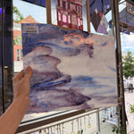 Blue Purple White Mixed Mottled Uroboros Sheet Glass