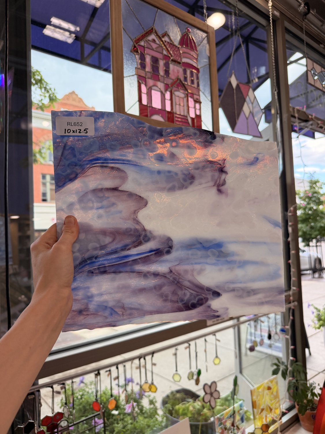 Blue Purple White Mixed Mottled Uroboros Sheet Glass