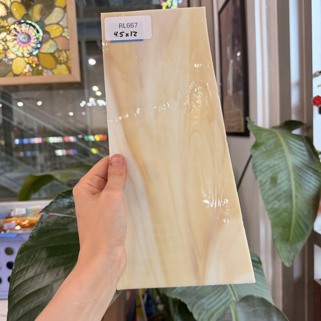 Light Amber Sand Wispy Vintage Spectrum Sheet Glass