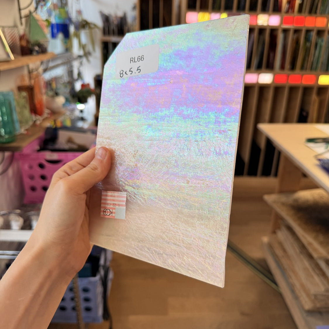 Light Pink Wispy Iridescent Kokomo Sheet Glass