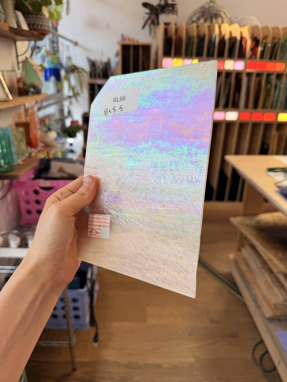 Light Pink Wispy Iridescent Kokomo Sheet Glass