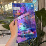 Dark Blue White Wispy Spectrum Rare Iridescent Sheet Glass