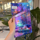 Dark Blue White Wispy Spectrum Rare Iridescent Sheet Glass